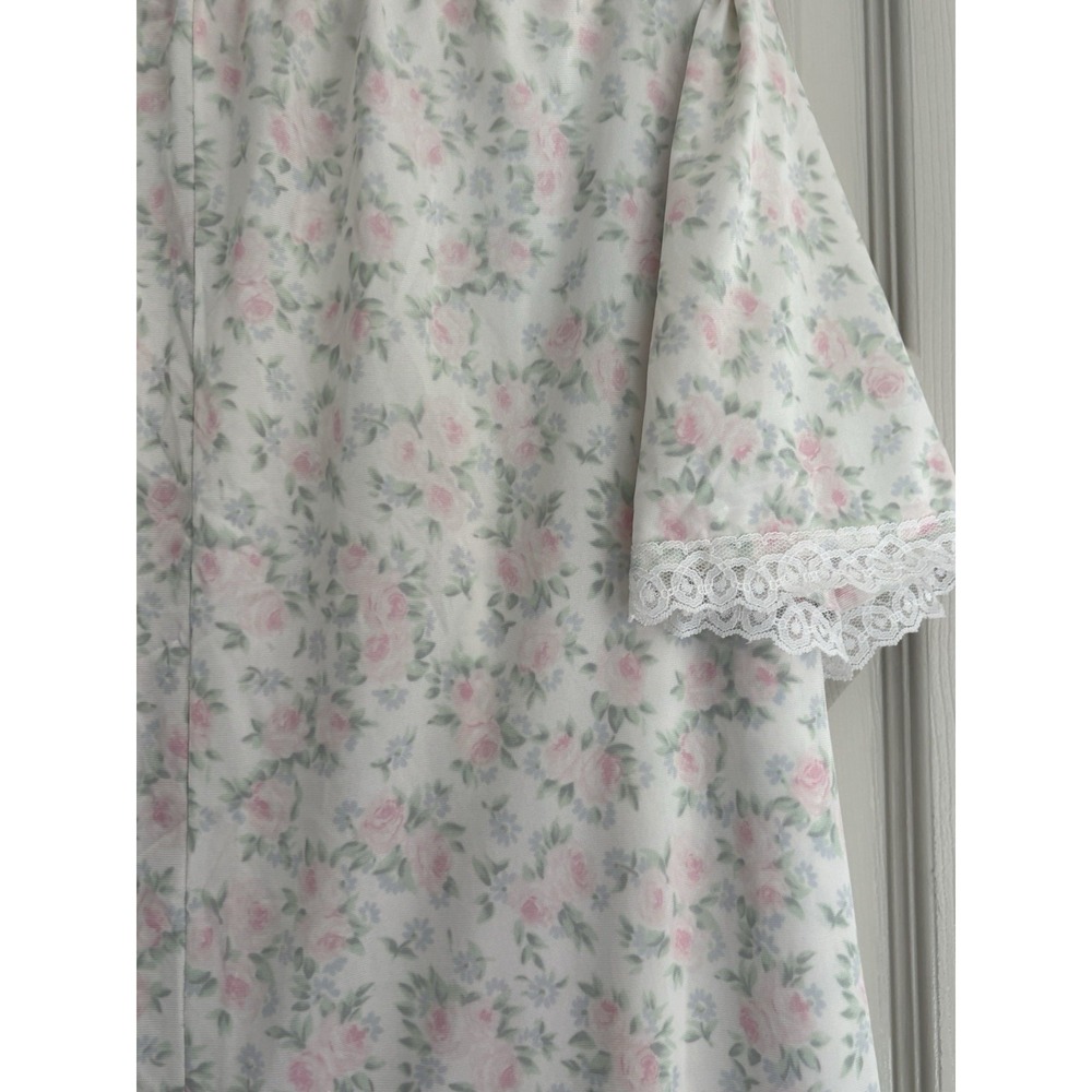 Vintage Miss‎ Elaine Floral Short Sleeve Night Gown Sleep Dress Size Large ILGWU - Picture 7 of 10